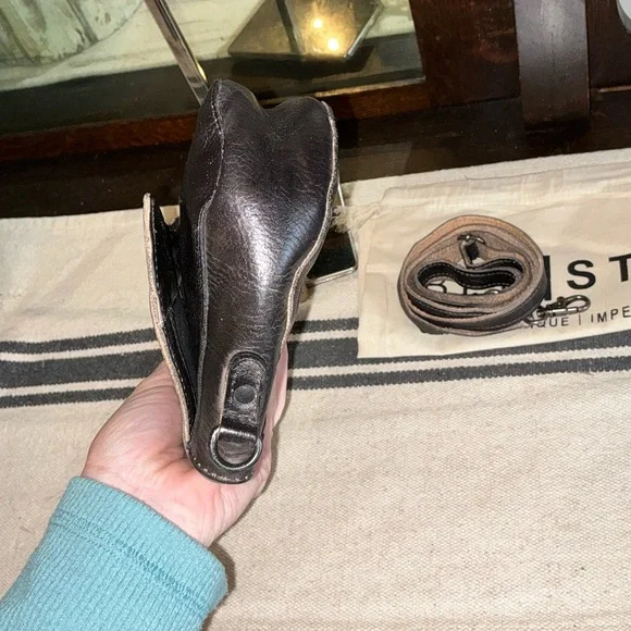 Bed Stu Distressed Black Leather Crossbody Bag - Picture 13 of 15